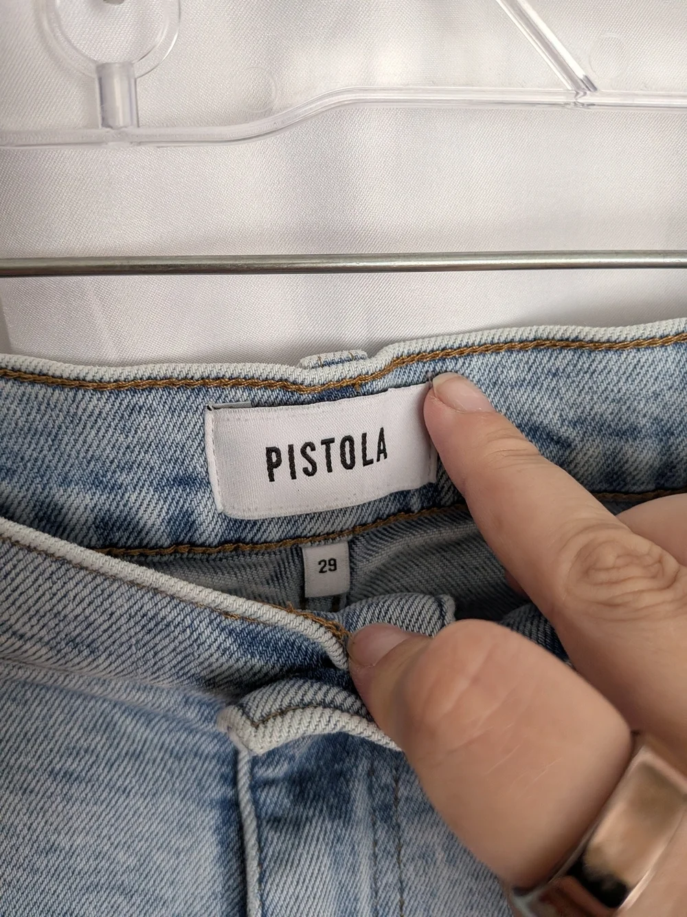 pistola Dana Light Blue High-Rise Distressed Flare Jeans Size 29